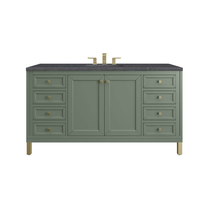 James Martin Chicago 60" Single Bathroom Vanity, Smokey Celadon