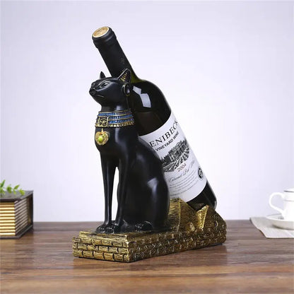 Egyptian black & gold cat god wine rack dining room decor