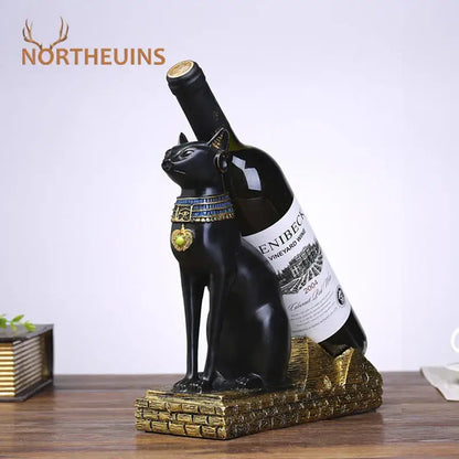 Egyptian black & gold cat god wine rack dining room decor