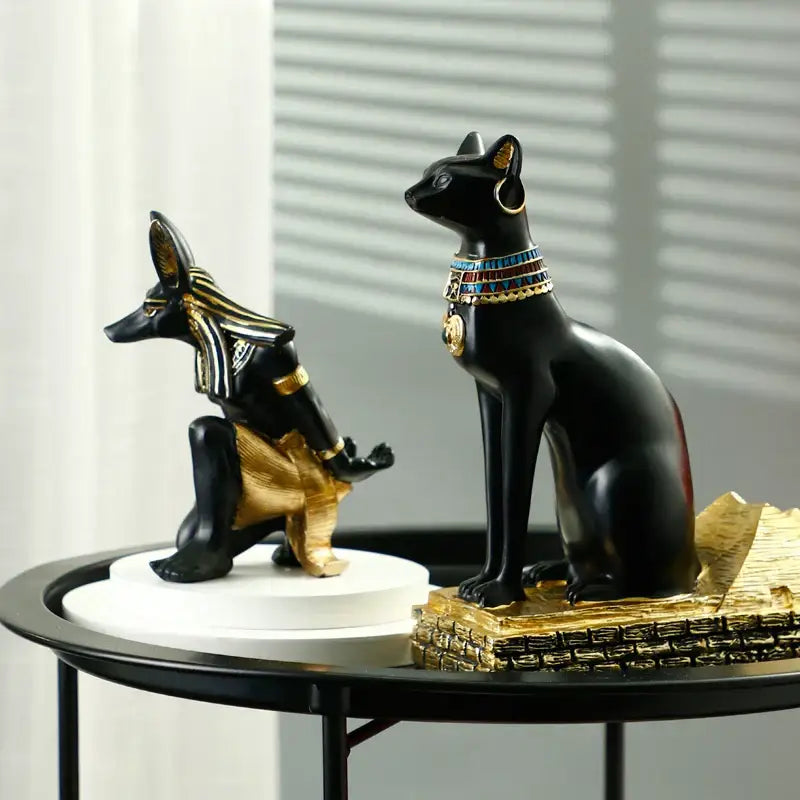 Egyptian black & gold cat god wine rack dining room decor