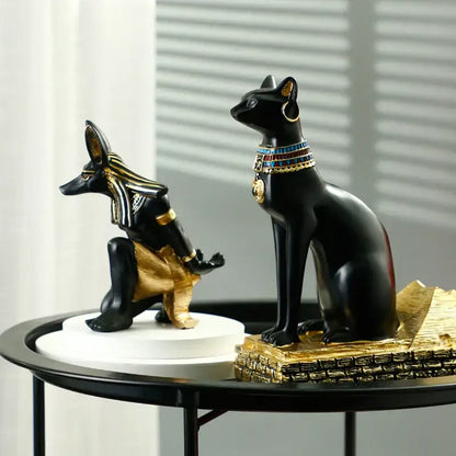 Egyptian black & gold cat god wine rack dining room decor