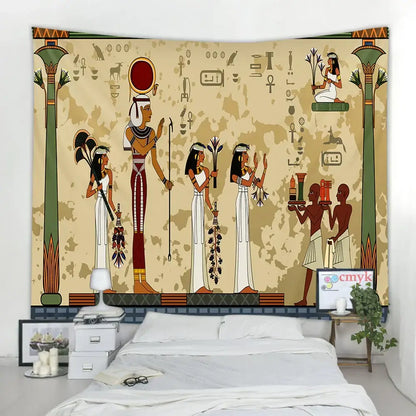Egyptian egypt tapestry wall hanging maroon & green bedroom art