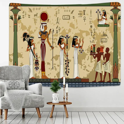 Egyptian egypt tapestry wall hanging maroon & green bedroom art