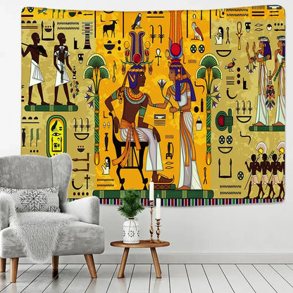 Egyptian egypt tapestry wall hanging maroon & green bedroom art