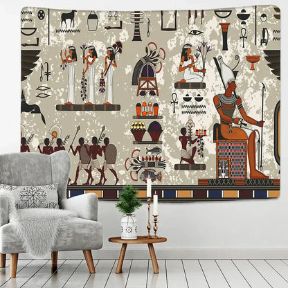 Egyptian egypt tapestry wall hanging maroon & green bedroom art