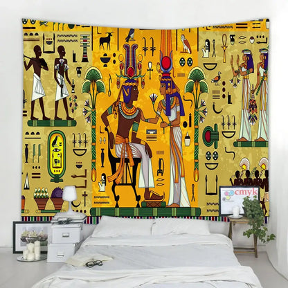 Egyptian egypt tapestry wall hanging maroon & green bedroom art