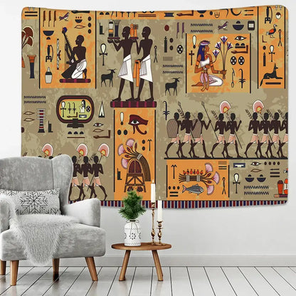 Egyptian egypt tapestry wall hanging maroon & green bedroom art