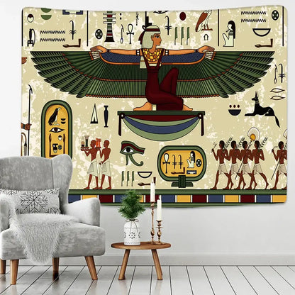 Egyptian egypt tapestry wall hanging maroon & green bedroom art