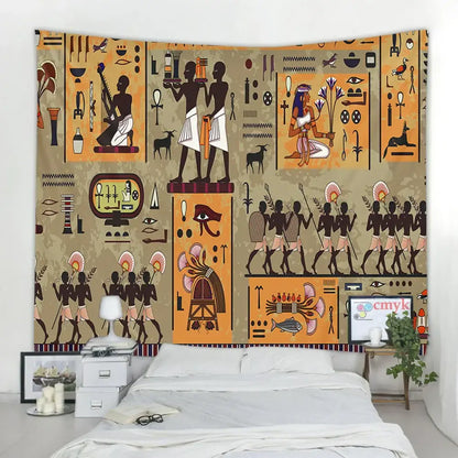 Egyptian egypt tapestry wall hanging maroon & green bedroom art