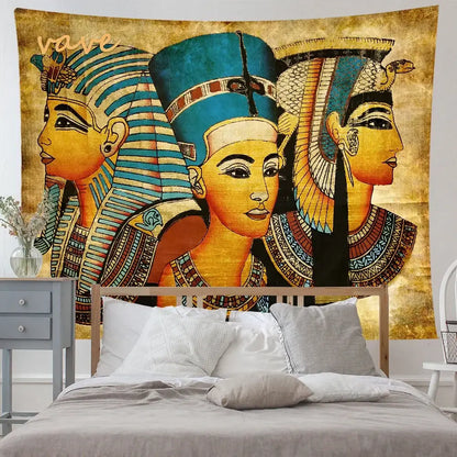 Egyptian mandala tapestry wall hanging blue & gold bedroom decor