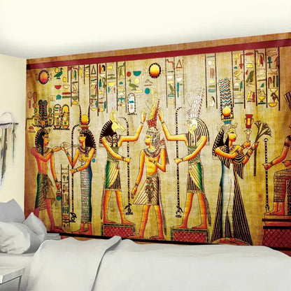 Egyptian psychedelic murals tapestry green anubis bedroom wall decor