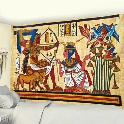 Egyptian psychedelic murals tapestry green anubis bedroom wall decor