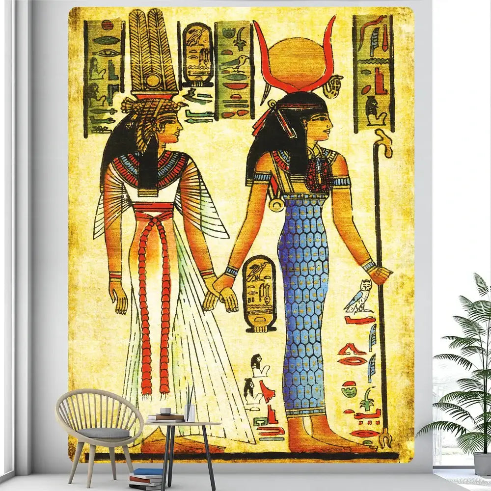 Egyptian psychedelic murals tapestry green anubis bedroom wall decor