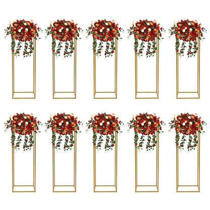 DecorBites™ Elegant 10-Piece Gold Wedding Flower Stand