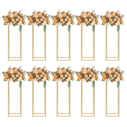 DecorBites™ Elegant 10-Piece Gold Wedding Flower Stand
