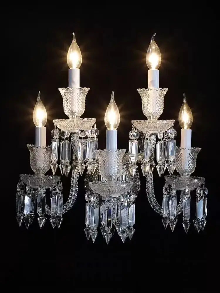 Elegant 5-light crystal wall lamp for bedroom and aisle decor