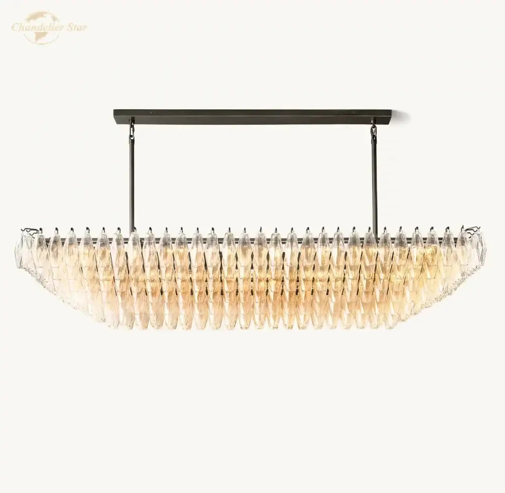 Elegant amber clear glass tiered chandelier dining room pendant light