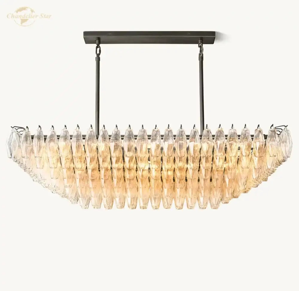 Elegant amber clear glass tiered chandelier dining room pendant light
