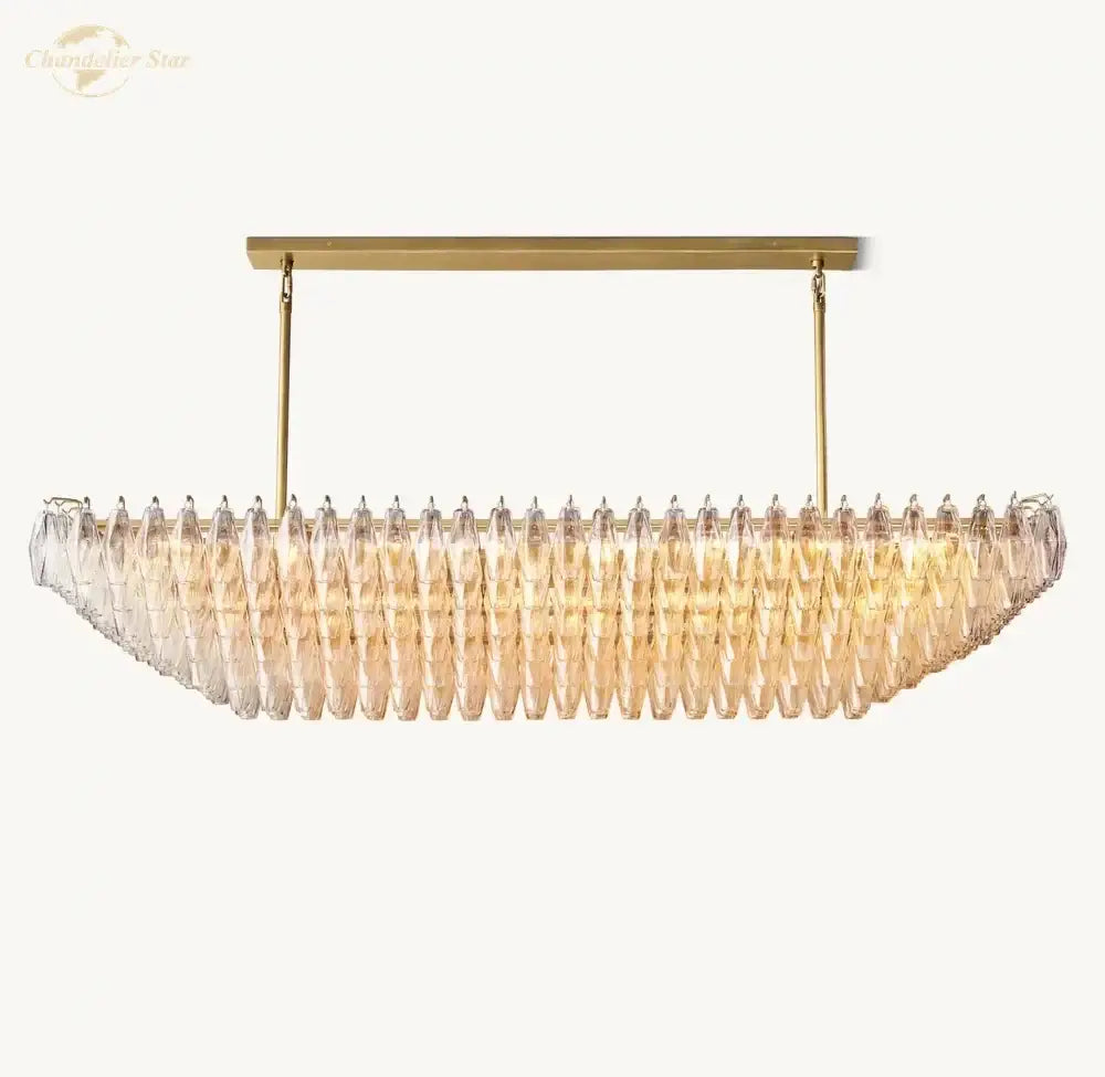 Elegant amber clear glass tiered chandelier dining room pendant light