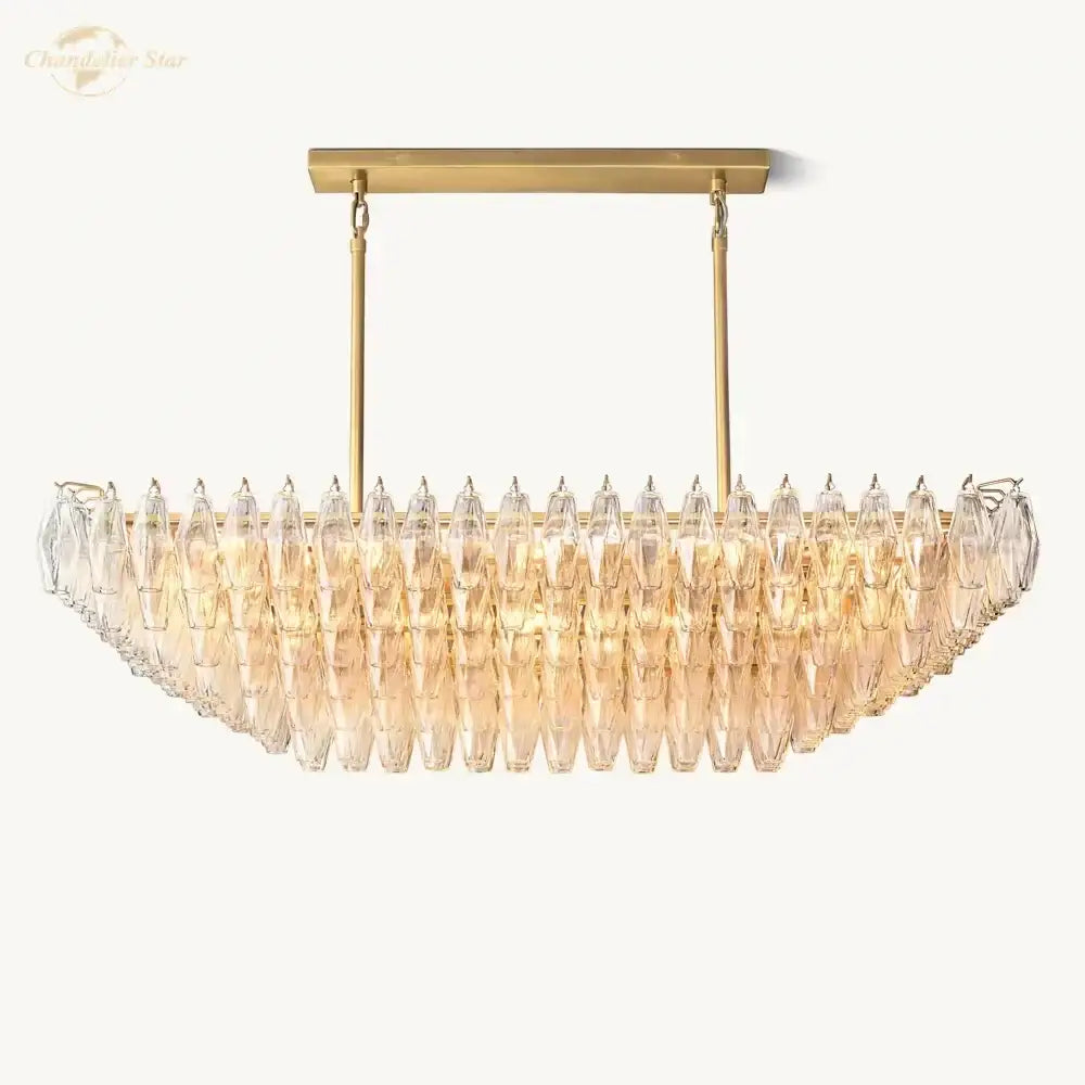 Elegant amber clear glass tiered chandelier dining room pendant light
