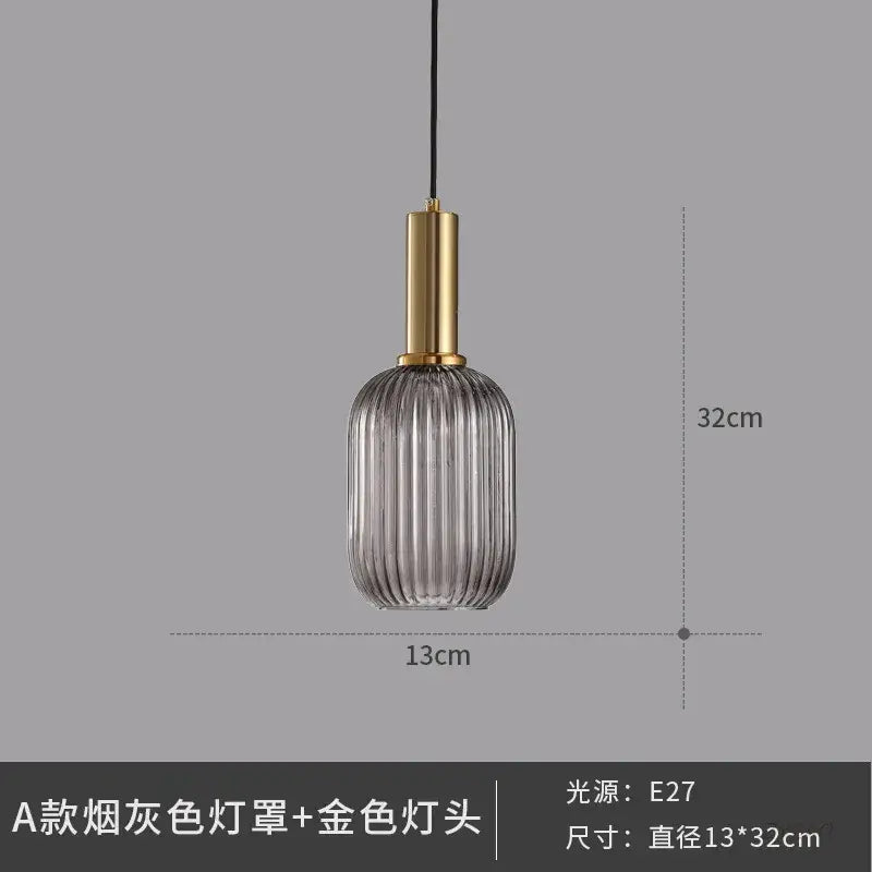 Elegant amber ribbed glass pendant lights for dining room