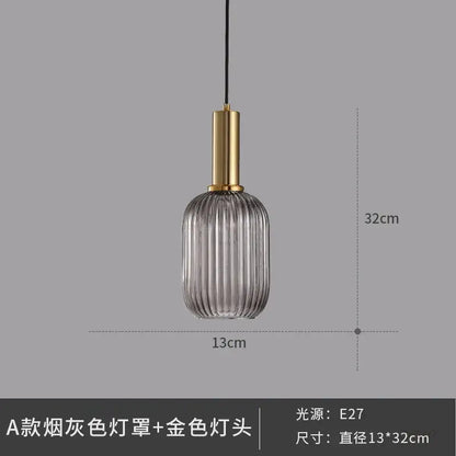 Elegant amber ribbed glass pendant lights for dining room