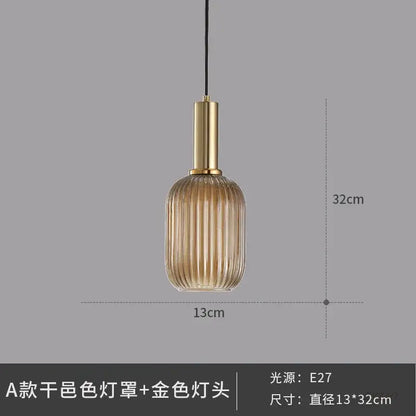 Elegant amber ribbed glass pendant lights for dining room