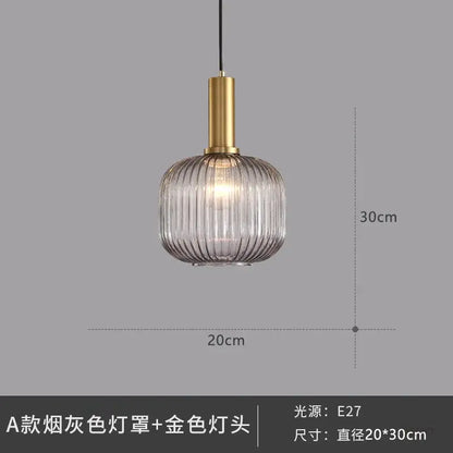 Elegant amber ribbed glass pendant lights for dining room