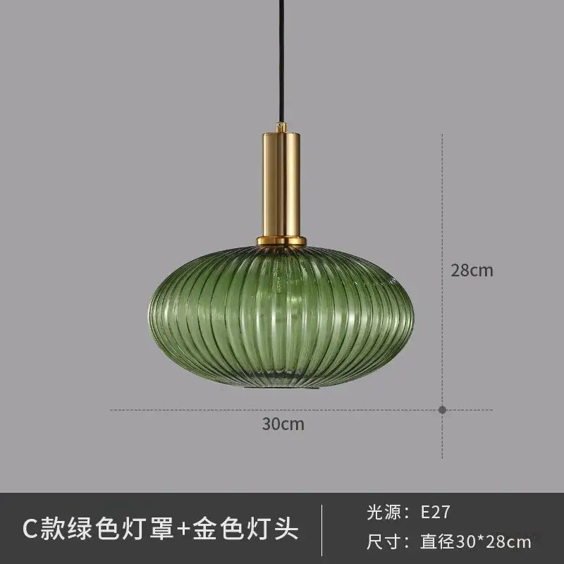 Elegant amber ribbed glass pendant lights for dining room