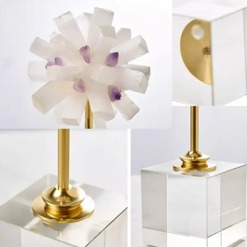 Elegant amethyst crystal flower glass sculptures – living room decor