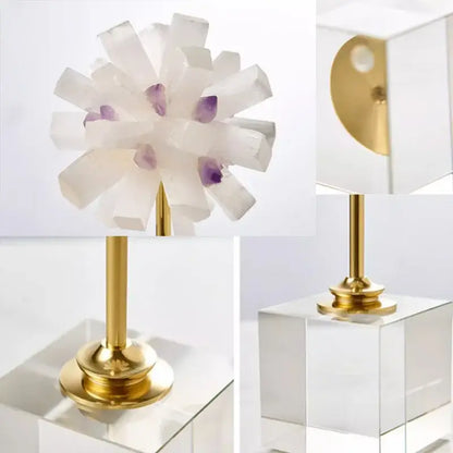 Elegant amethyst crystal flower glass sculptures – living room decor