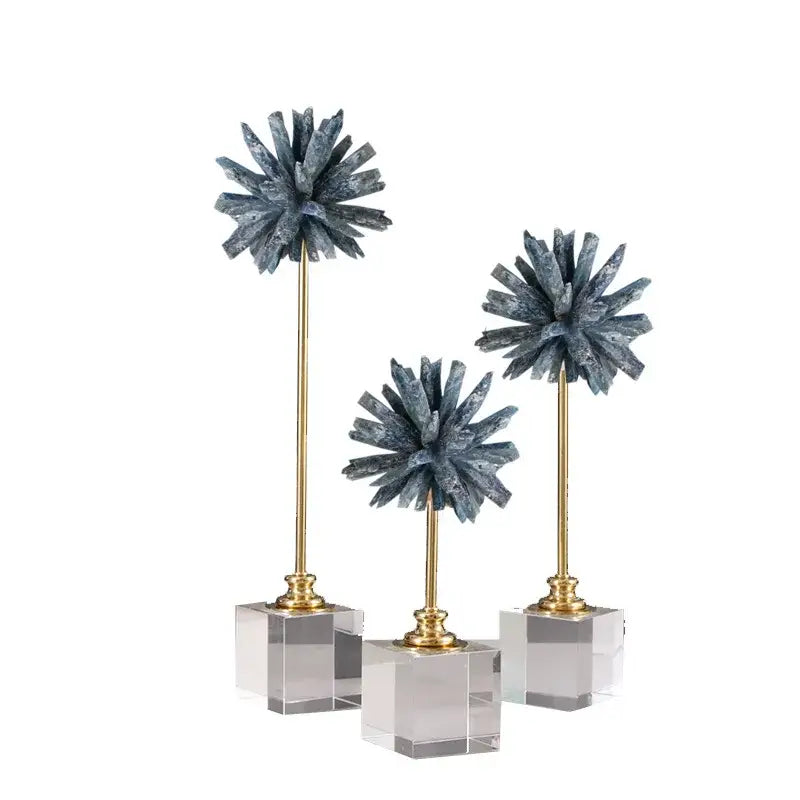 Elegant amethyst crystal flower glass sculptures – living room decor