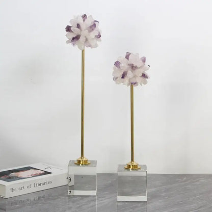 Elegant amethyst crystal flower glass sculptures – living room decor