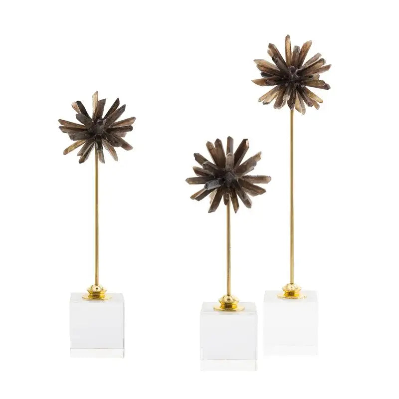 Elegant amethyst crystal flower glass sculptures – living room decor