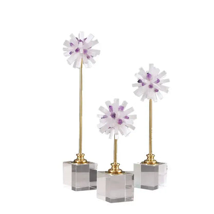 Elegant amethyst crystal flower glass sculptures – living room decor