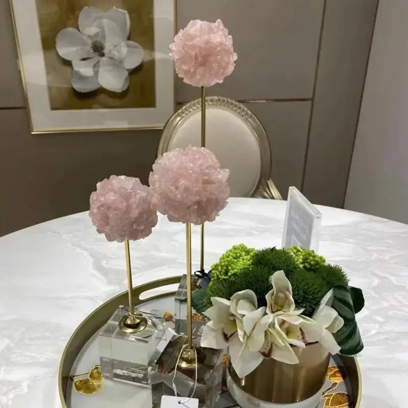 Elegant amethyst crystal flower glass sculptures – living room decor