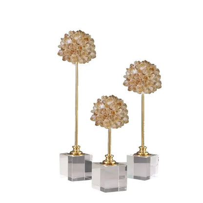 Elegant amethyst crystal flower glass sculptures – living room decor