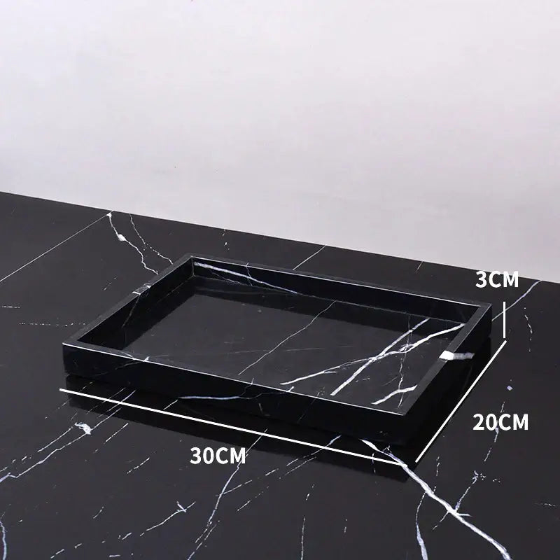 Elegant black and white afralia marble tray bedroom decor