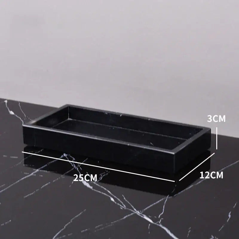 Elegant black and white afralia marble tray bedroom decor