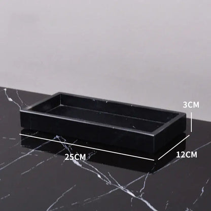 Elegant black and white afralia marble tray bedroom decor