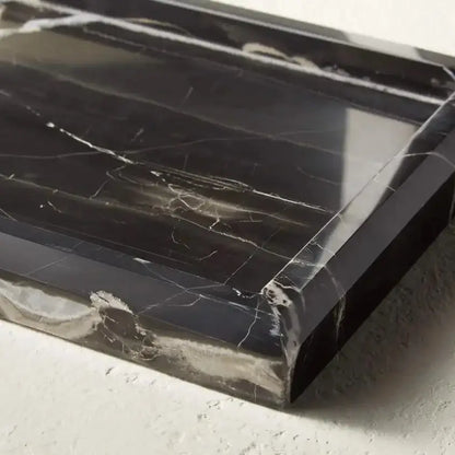 Elegant black and white afralia marble tray bedroom decor