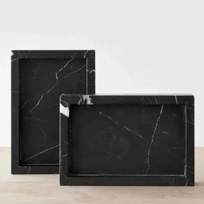 Elegant black and white afralia marble tray bedroom decor
