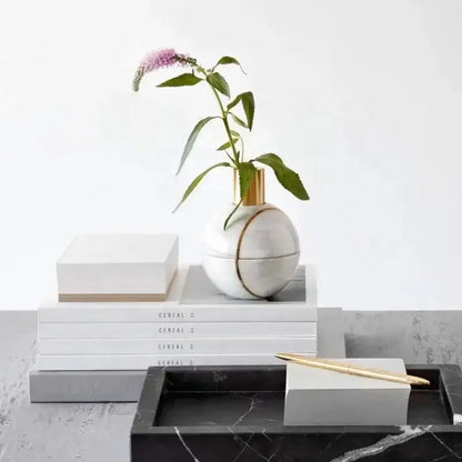 Elegant black and white afralia marble tray bedroom decor