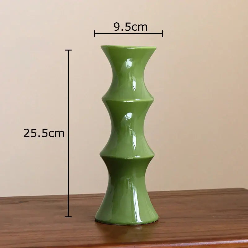 Elegant black bamboo shape ceramic vase living room table decor
