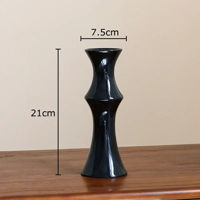 Elegant black bamboo shape ceramic vase living room table decor