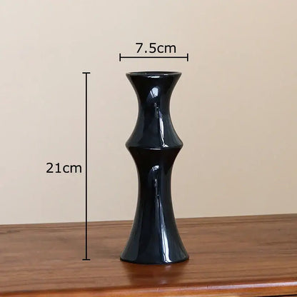Elegant black bamboo shape ceramic vase living room table decor
