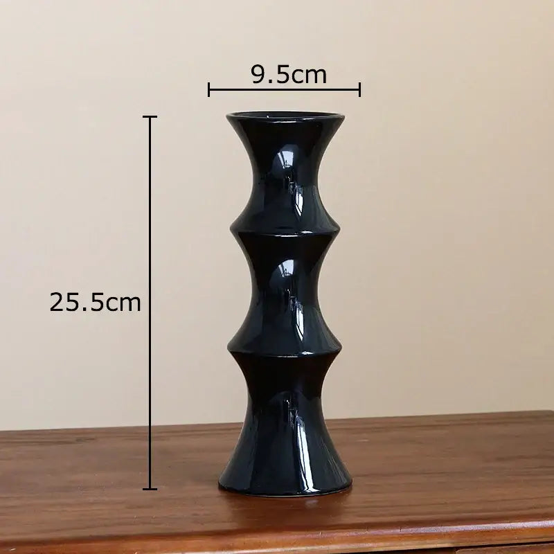 Elegant black bamboo shape ceramic vase living room table decor