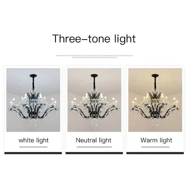 Elegant black crystal candle chandelier lighting dining room pendant