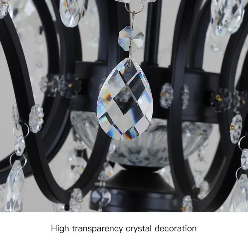 Elegant black crystal candle chandelier lighting dining room pendant