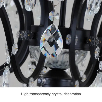 Elegant black crystal candle chandelier lighting dining room pendant